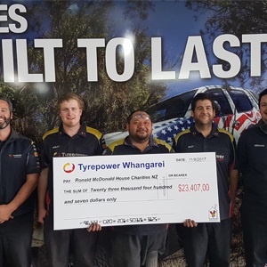 Thanks to you, Tyrepower Whangarei have now raised over $23,000 for charity! 1