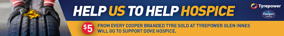 Tyrepower will Donate $5 For every branded Cooper tyre to the local Hospice