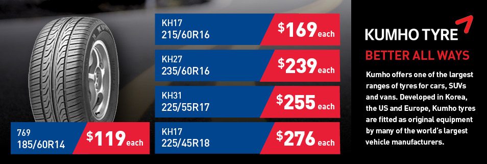 Latest Kumho Tyre Deals