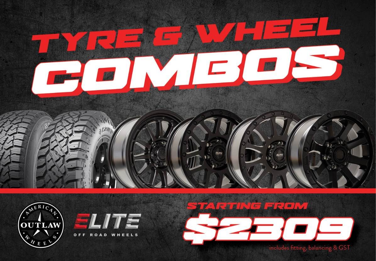 Elite Wheel and Tyres Combo available at Harris Road and Gemmells Tyrepower
