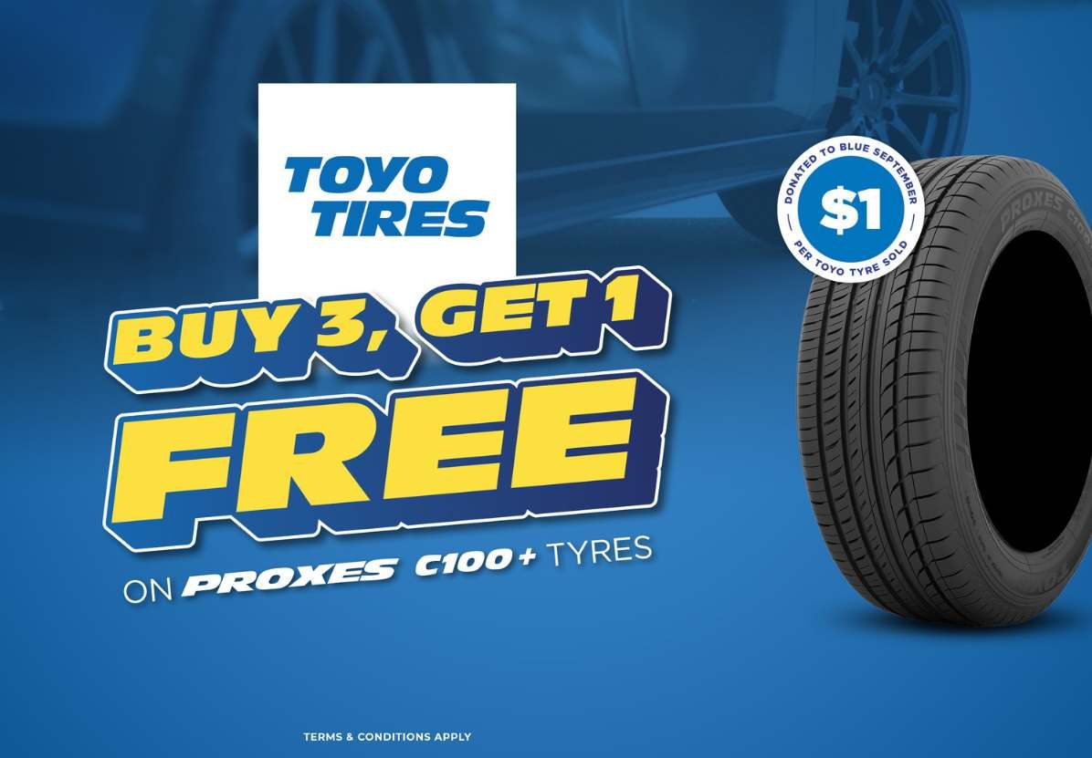 Proxes C100+ Tyres buy three get one free this september at your local Tyrepower store