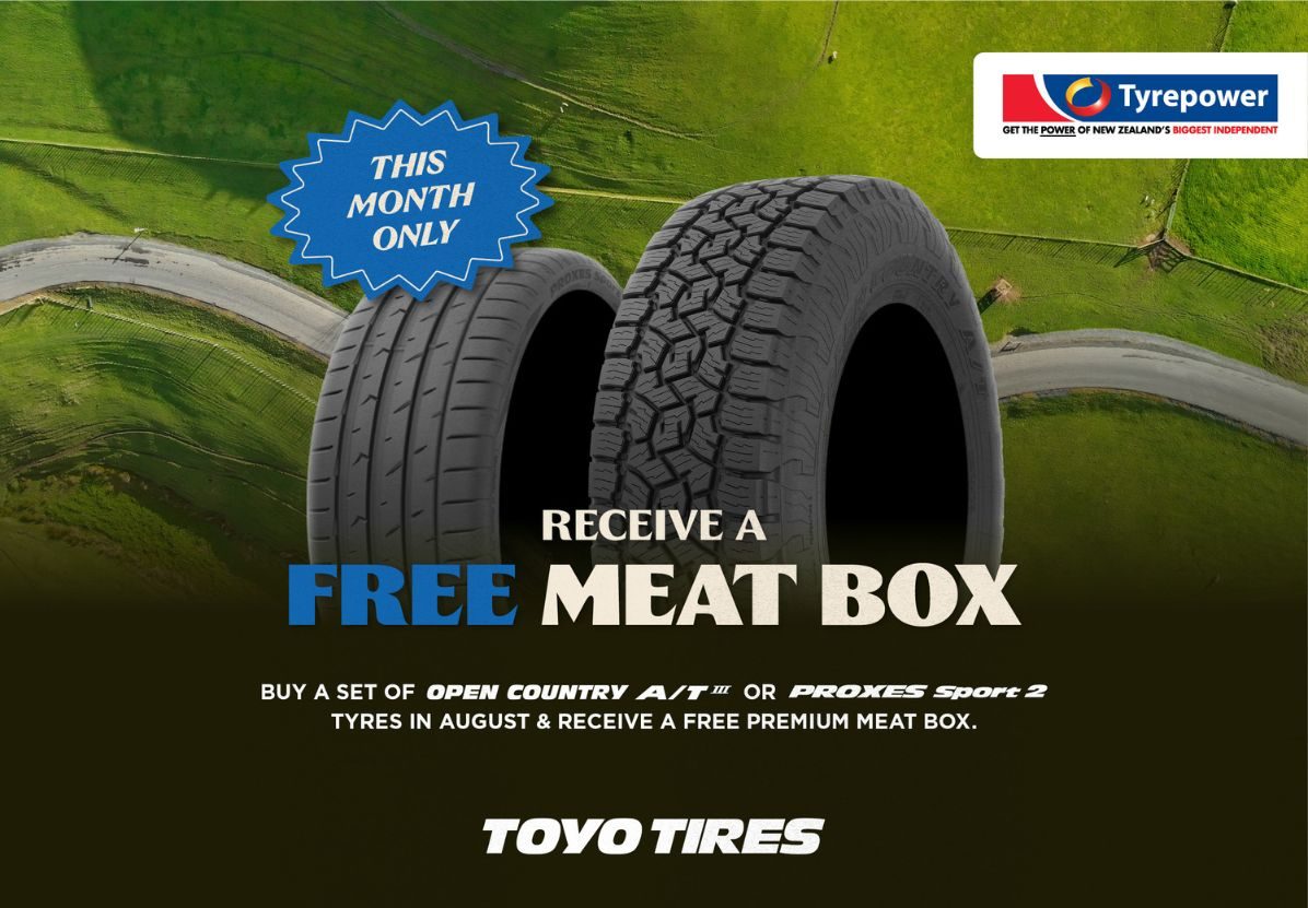 Get a Free Meat Box when you buy 4 Toyo Open Country At III or Proxes Sport 2 Tyres
