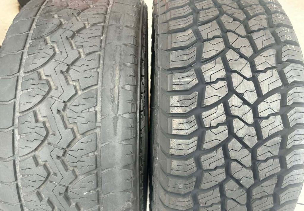 New tyre tread vs worn tyre tread comparison showing depth difference for NZ road safety