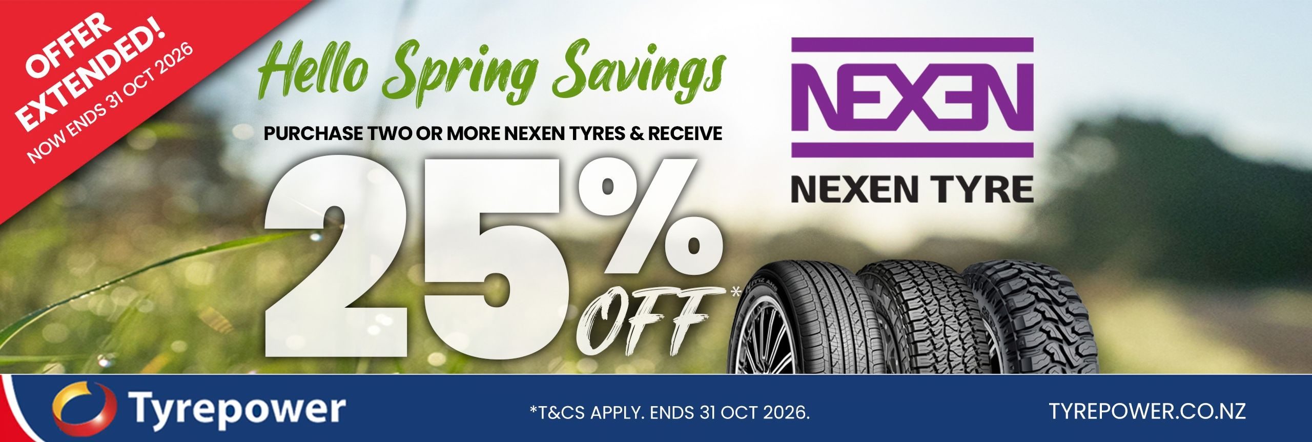 Offer Extended - Buy Two of more Nexen Tyres and Save 25% EXCLUSIVELY at Tyrepower Stores near you